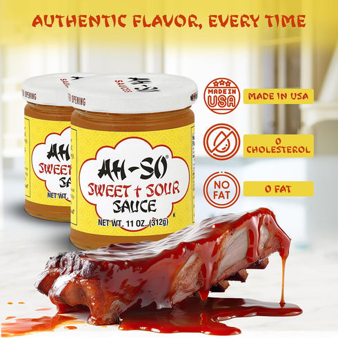 2 Pack (2 11 oz Ah-So Sweet & Sour Sauce Jars) | Classic Sweet-Tangy Dipping Sauce for Egg Rolls & Appetizers; Great