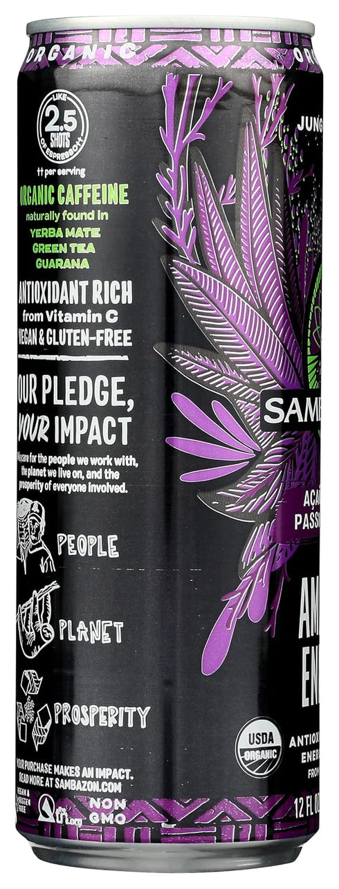 (153240245) 12 Oz Sambazon Organic Amazon Energy Drink Jungle, Love Acai Berry and Passionfruit Passion Fruit, Fl