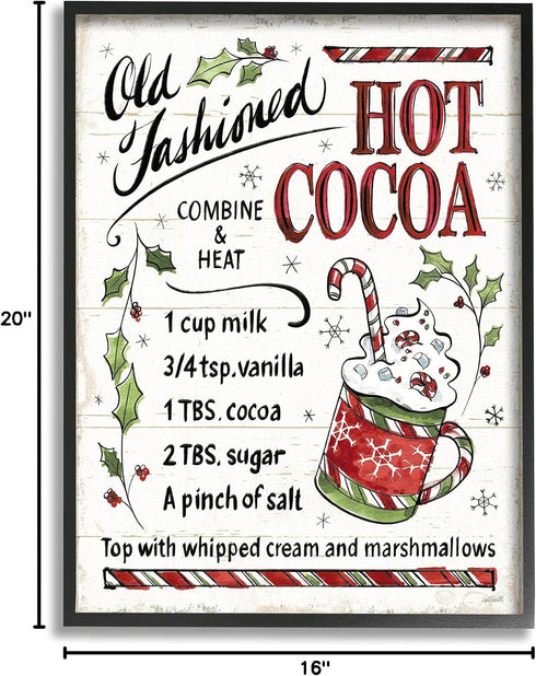 16 20 Inches, Stupell Industries 'Old Fashioned Hot Cocoa Recipe', Framed Giclee Art, Black, x Easy to Hang and Sturdy