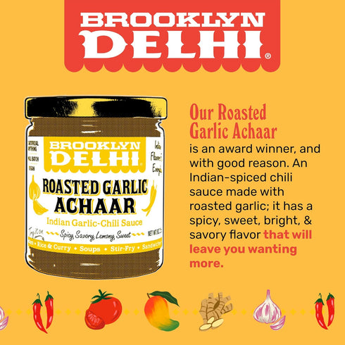 9 Brooklyn Delhi Roasted Garlic Achaar - Ounces - Spicy, Lemony, Savory, Sweet Flavor - Made with a mix of Indian