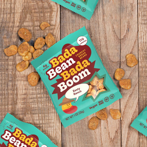 Bada Bean Bada Boom Crunchy Roasted Broad Bean Snacks (Fava), High Protein, Vegan, Gluten-free - 110 Calorie Packs