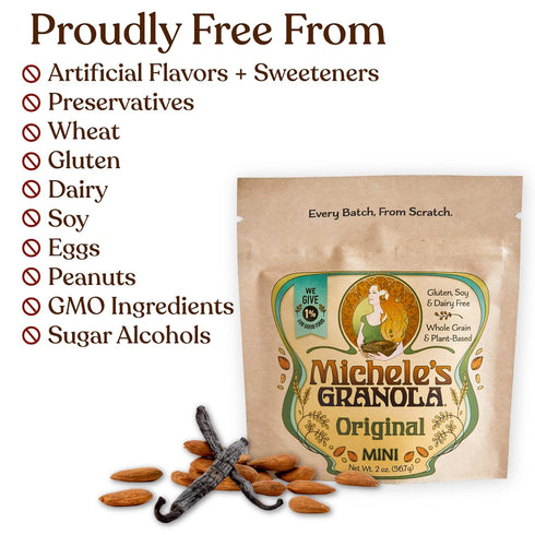 Pack, 2oz Pack 4 Michele's Granola Minis, Variety Snack Handmade, Whole Grain, Vegan, Gluten-Free & Non-GMO, Bags