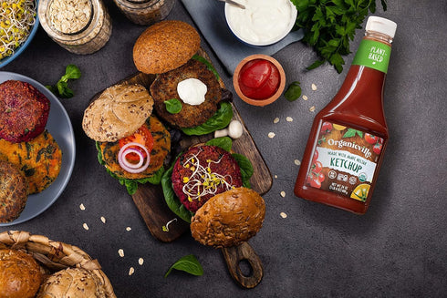 24 Oz, 4-Pack Organicville Organic Ketchup - Tomato Ketchup, Gluten Free, Non-GMO, Vegan, USDA Organic, Made with Agave