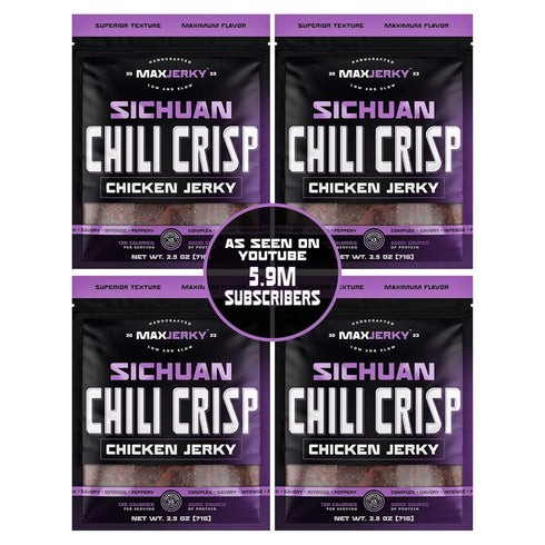 MaxJerky Sichuan Chili Crisp Chicken Jerky, 27.5 Grams of Protein, 2.5 OZ