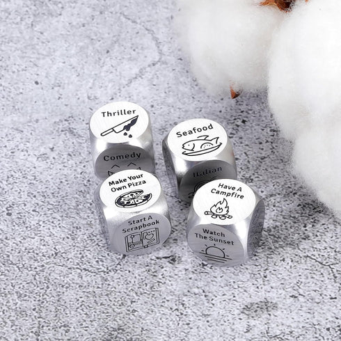 4 Anniversary Steel Gifts for Women Men PCS Food Movie Couple Date Night Dice for Her Him Wife Husband Funny Birthday