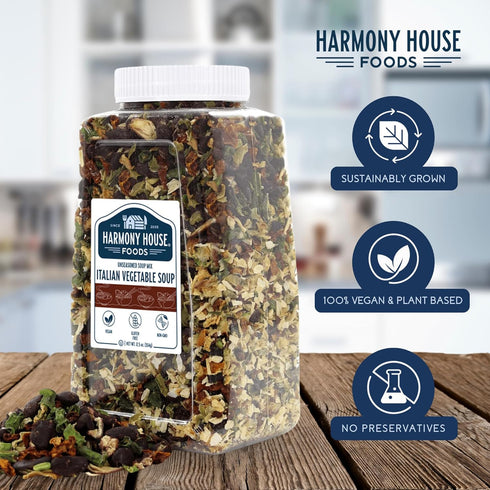 (12.5 oz. Harmony House Italian Vegetable Soup Mix Gluten Free, Low Sodium, For Cooking, Camping, Emergency Supply