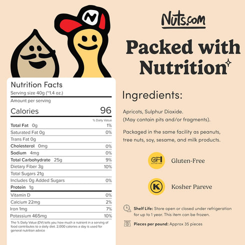 2 Nuts.com Dried Apricots Turkish No Sugar Added, Healthy Fruit Snack for Adults & Kids Naturally Plump & Juicy, Good