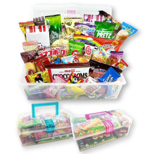 Tasty Kitchen Japanese Snacks Dagashi Assorted Gift Box in Reusable Tote Box 40 Pieces