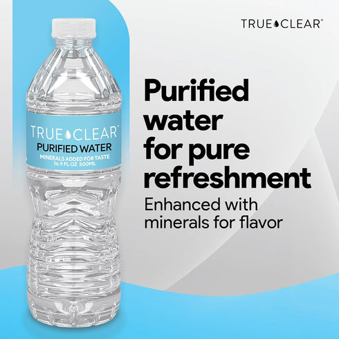 16.9 oz 24Pack, True Clear Purified Drinking Water, fl Bottles, BPAFree, Recyclable, Perfect for Lunches