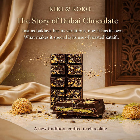 6.5 oz (3-Pack) Dubai Chocolate Dark Chocolate Bar with Pistachio & Orange Filling, Handmade Baklava-Inspired Middle