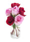 KaBloom - Bouquet of Long Stemmed Red and Pink Roses with Vase