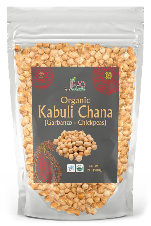 Jiva Organics Raw Chickpeas (Whole Garbanzo Beans) 2 LB Bag - Gluten