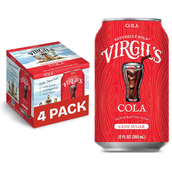 Virgil's Naturally Bold Handcrafted Cola, Pack of 4 (12 oz Cans each)