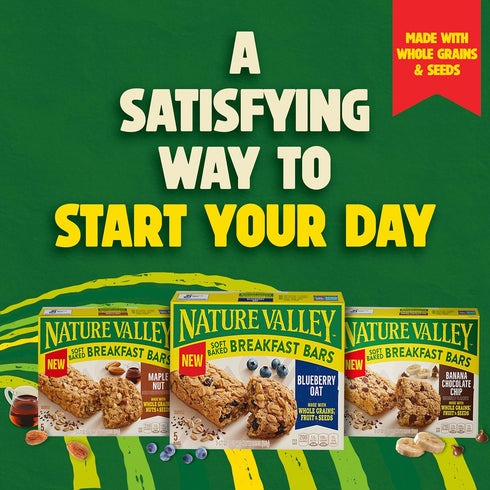 Nature Valley Soft Baked Blueberry Oat Breakfast Bars, 5 Count for Healthy Snacking