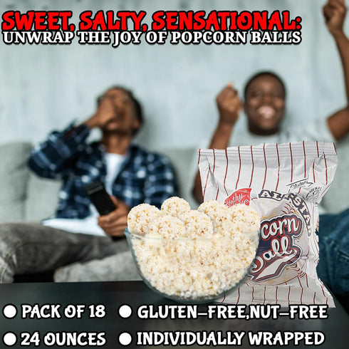 Pack 18 Packs Fun Express Popcorn Balls Individually Wrapped Holiday Snacks - Christmas Popcorn Bulk of | Sweet & Salty