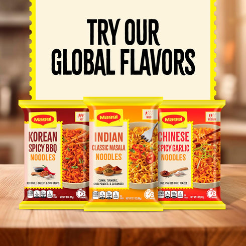 3 24-Pack Maggi Chinese Spicy Garlic Noodles, Instant Ramen Noodles, min, Vegetarian, Halal, Kosher