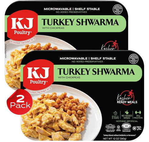 KJ Poultry Kosher Ready Meals - Turkey Shwarma, MRE Meat Meals Ready