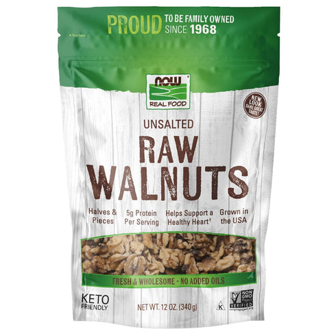 NOW Foods, Walnuts, Raw and Unsalted, Halves and Pieces, Natural Source of