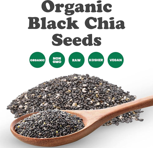 5 Food to Live - Organic Black Chia Seeds, Pounds Non-GMO, Whole, Sproutable, Vegan, Kosher, Keto, Sirtfood, Bulk. Rich