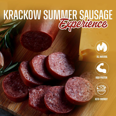 (10 oz) Zick's Krackow Smoked Sausages | Savory Garlic Polish Sausage, Pork & Beef Sausages, Dried Meat Snacks for Any