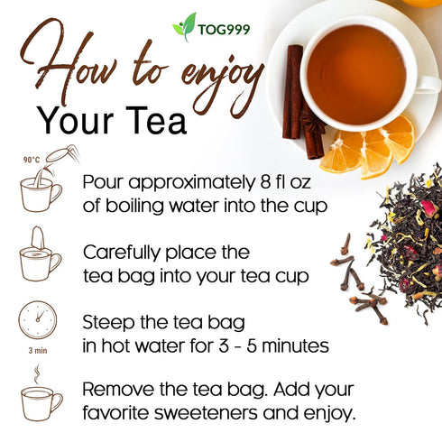 120 Hot Special Cinnamon Tea Bags – Herbal Tea Blend of Cinnamon, Black Tea, Orange Peel, and Cloves
