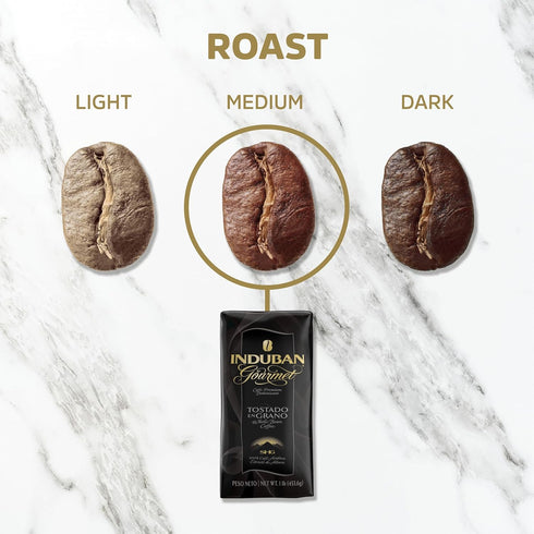 16 oz 100% (Pack 4) Induban Gourmet, Bag, Whole Bean Coffee, Medium Roast - Premium Arabica Coffee from the Dominican