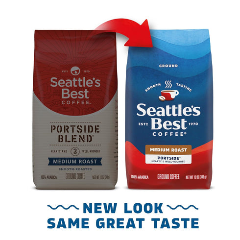 100% 6 (12 oz Seattles Best Coffee, Medium Roast Ground Coffee, Portside, Arabica, Bags Each)