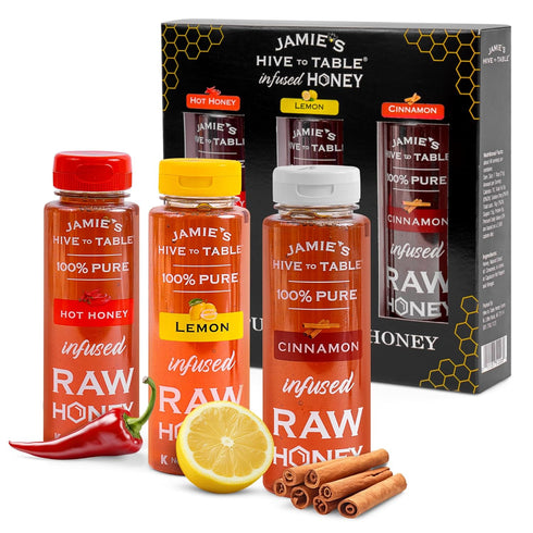 Jamie's Hive to Table Infused Honey Gift Set Hot, Lemon, and Cinnamon