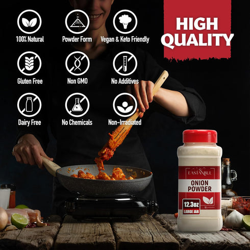 12.3oz, Eastanbul Onion Powder, Premium Turkish White Onion Powder Seasoning, Mediterranean Seasoning for Cooking