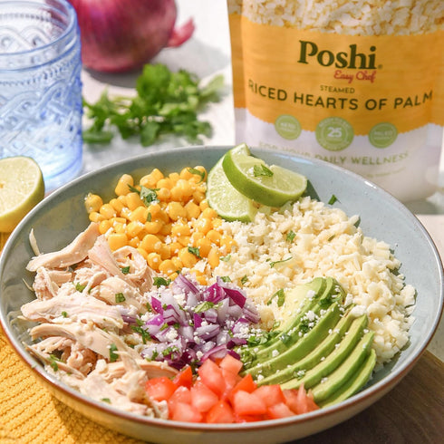 (7oz, 6 Pack) POSHI Riced Heart Of Palm | All Natural, Fully Cooked, Ready to Eat, Non-GMO, Low Calorie + Carb, Gluten