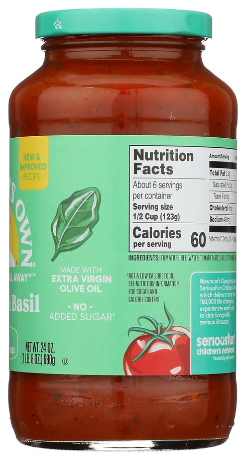 24 oz, 1.5 (Pack 1) Newman's Own, Tomato & Basil Pasta Sauce, Pound