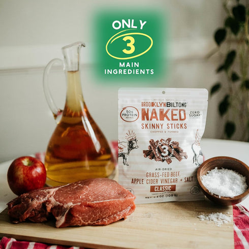 2 oz, Pack 2) 14g Brooklyn Biltong Naked Skinny Sticks (Naked of - Grass-Fed Biltong Beef Jerky Meat Stick - High