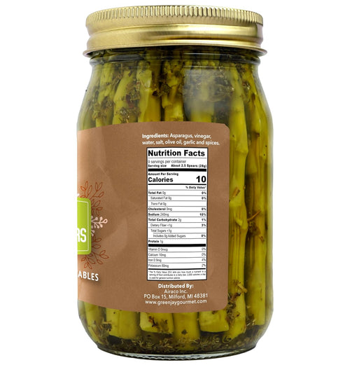 2 16 Green Jay Gourmet Pickled Italian Asparagus Spears in a Jar - Fresh Hand Jarred Vegetables for Cooking & Pantry