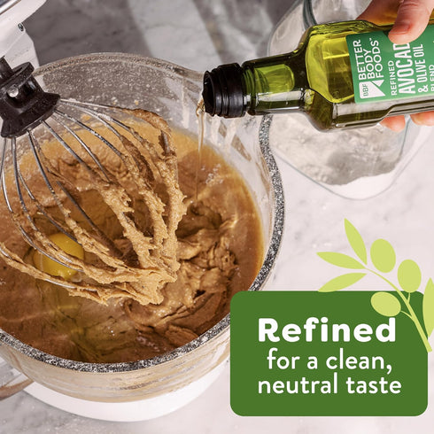 50/50 500 mL, 16.9 Oz BetterBody Foods Refined Avocado Olive Oil Blend, Non-GMO Cooking Oil, Gluten Free, Kosher