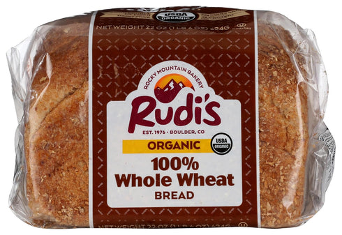Rudis 100% 22 OZ BAKERY Organic Whole Wheat Sliced Bread