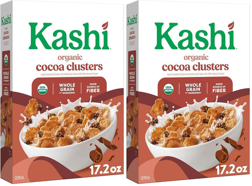 Kashi Breakfast Cereal, Organic, Whole Grain, Cocoa Clusters, 17.2oz Box (1 Box)