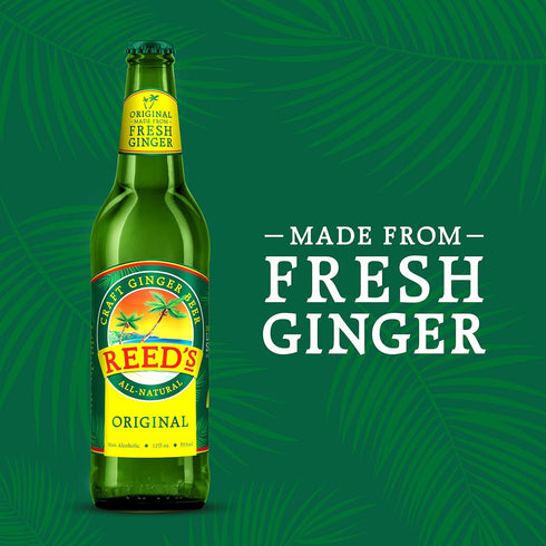 (12OZ Reed's, Original Ginger Beer, Great Tasting All Natural Craft Ginger Beer with Fresh Ginger Root Bottle)