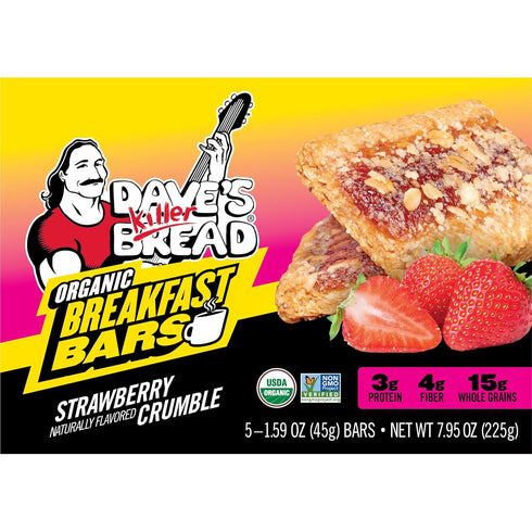 Dave's Killer Bread Strawberry Crumble Naturally Flavored Organic Breakfast Bars, 5 Ct