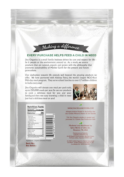 8 Jiva Organics Organic Arrowroot Flour (Powder) Ounce Bag - Raw, Non-GMO, Gluten Free