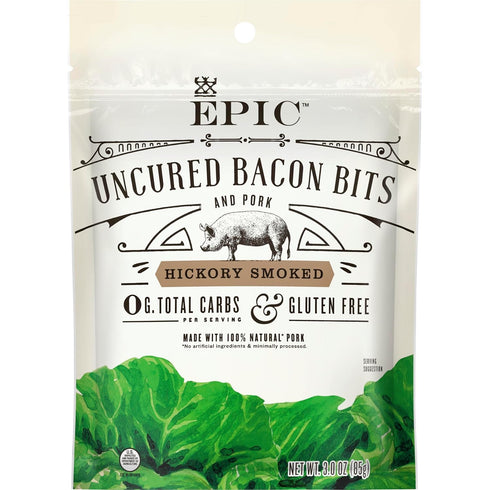 EPIC Uncured Bacon Bits and Pork, Hickory Smoked, Keto and Paleo Friendly,