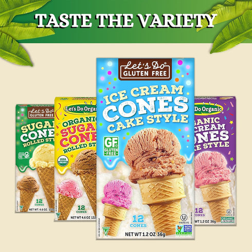 1.2 Oz (Pack 12) Lets Do Gluten Free Ice Cream Cones - Sugar Cones for Ice Cream, Mini Ice Cream Cones, Ice Cream Cups