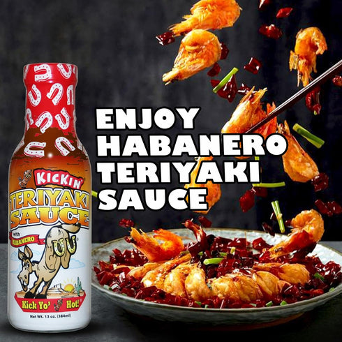 Kickin' Spicy Teriyaki Sauce with Habanero 13 oz (2 Pack) - Premium Gourmet Stir Fry Sauce