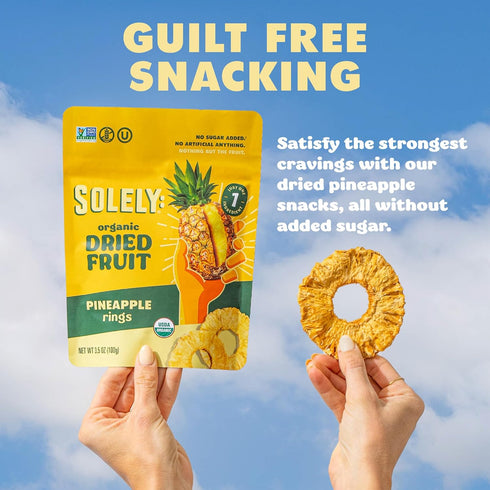 (5.5 oz Pack 3) 1 3 (16.5 oz) SOLELY - Organic Dried Pineapple Rings Resealable Bags, of - Real Fresh Fruit
