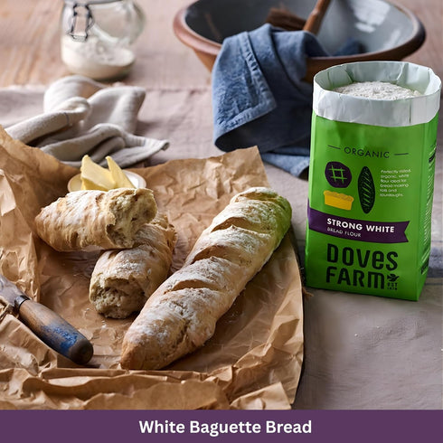 3.3 lb 1.5 (Pack 2) Doves Farm Organic Strong White Bread Flour / kg of - High Protein British Baking Flour for Bread