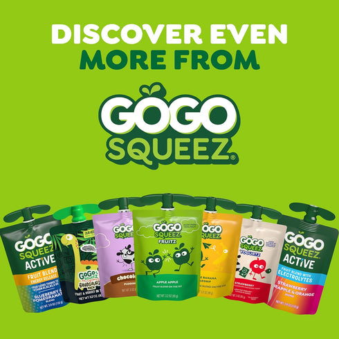 18-Count Pack GoGo squeeZ No Sugar Added Active Fruit Blend with Electrolytes| Variety | Blueberry Strawberry Lemon