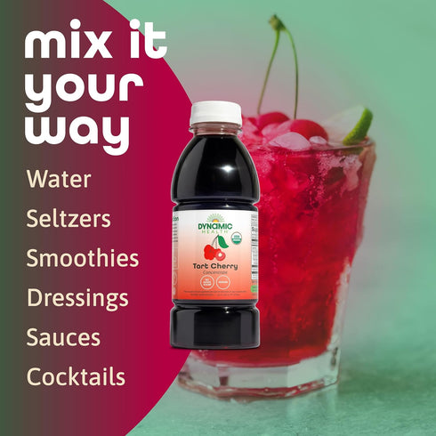 100% (16oz) Dynamic Health Organic Tart Cherry Juice, Unsweetened Juice Concentrate, Antioxidants Supplement, No
