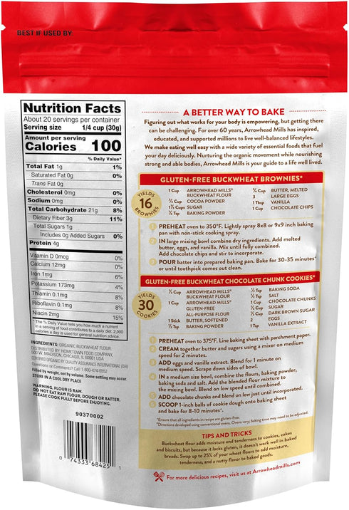 22 oz Arrowhead Mills Organic Gluten Free Buckwheat Flour