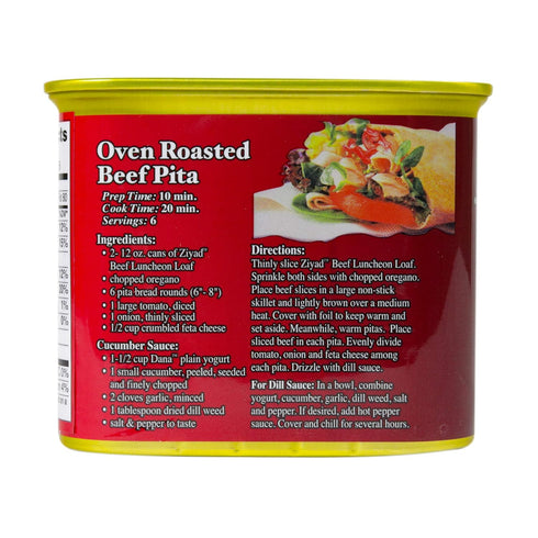 12 oz Ziyad Halal Luncheon Loaf Meat - Premium Beef Canned Food for Quick Meals - Perfect for Sandwiches, Pasta, Rice