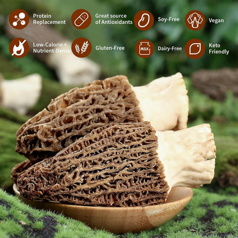 2 Oz(56.7g) MEIMIDUO Grade AAA Dried Morel Mushrooms (Morchella Conica) for Cooking, Ketone Friendly, Gluten-Free