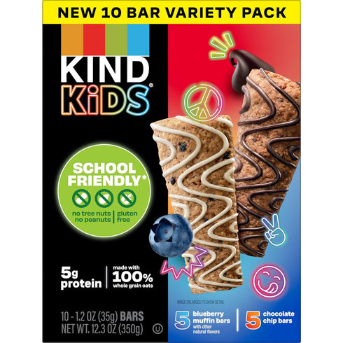 Pack, 5g 10 Count KIND Kids Granola Bars Variety Gluten Free, Low Sodium, Peanut and Tree Nut Free Snacks, Chocolate